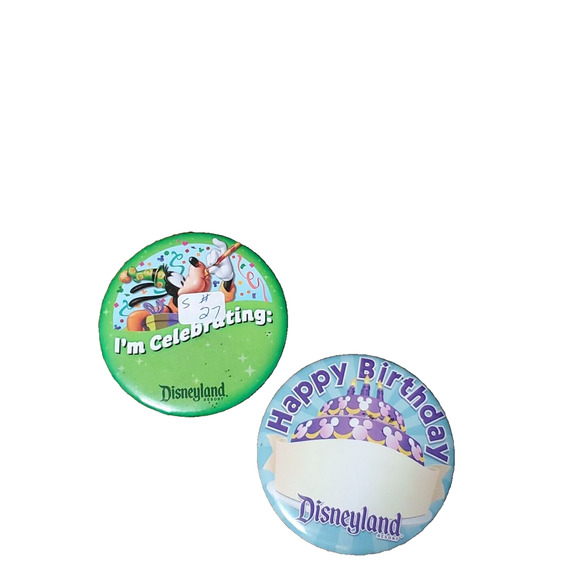 2 Disneyland Resort Pinbsacks Happy Birthday Cake I'm Celbrating Goofy 3” - Picture 2 of 3